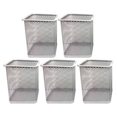 Imagem de Kit 5 Porta Canetas Organizador Mesa Quadrado Telado Aramado