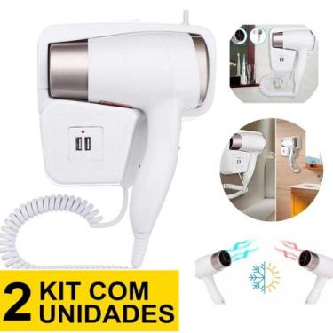 Imagem de Kit 2 Secador De Cabelos Parede 2000w City Hotel Academia Banheiro Ion