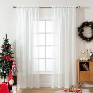 Imagem de Cortinas de janela MIULEE Solid Color Sheer 54x108 polegadas Ivory