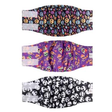 Imagem de Pacote com 3 fraldas CuteBone para cães machos de Halloween