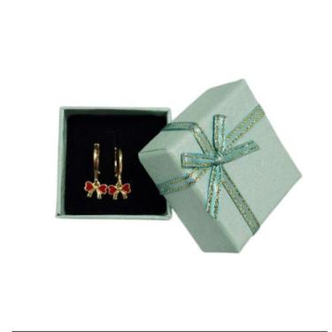 Imagem de Brinco Infantil Lacinho Banhado Ouro C/Caixinha Presente - MIXFOLHEADO
