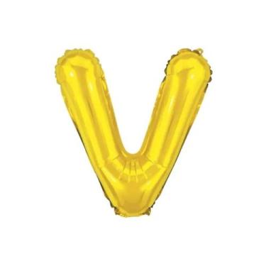 Imagem de Balão Letra Gigante Metalizada Dourada - 75cm - PartiuFesta, V
