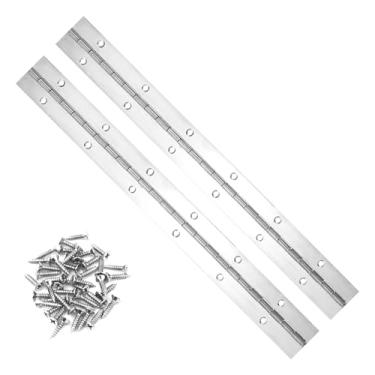 Imagem de 2 peças de dobradiças de piano de 30,5 cm para gabinete, dobradiças de porta longas de aço inoxidável 304 resistentes contínuas e prateadas para caixa de artesanato de madeira DIY