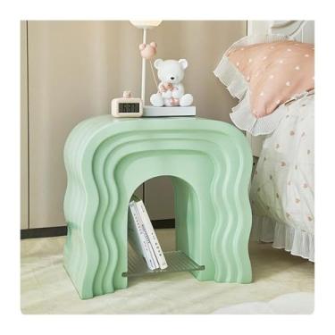 Imagem de Mesa de centro de design simples, mesa lateral moderna, mesa de canto pequena, mesa de cabeceira para sala de estar, quarto, escritório, banheiro, mesa de cabeceira pequena com prateleira de