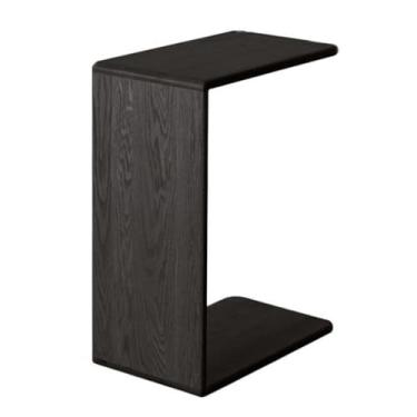 Imagem de Mesa lateral minimalista em forma de C - mesa lateral de sofá vertical horizontal utilizável minimalista mesa de cabeceira de madeira (preto)