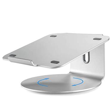 Imagem de Suporte de laptop para mesa elevador profissional para organizador de mesa, suporte de resfriamento de alumínio para computador com base giratória, cinza escuro