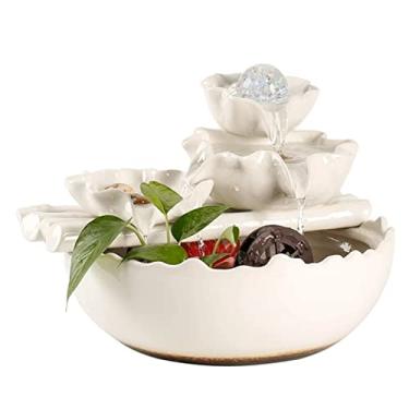 Imagem de XFNVXC Fonte de mesa, fonte de mesa, mesa de escritório, fonte de água fluida da sorte, fonte de atomização, usada na sala de estar, quarto, cachoeira, fonte de mesa, fonte de água de mesa