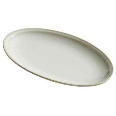 Imagem de URGDWEKJY Bandeja de jantar retrô pratos de jantar de cerâmica macarrão bife prato de sushi pratos de cozinha restaurante criativo oval cor sólida talheres prato de servir pratos de jantar (B 36,8 cm)