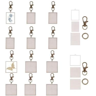 Imagem de FREEBLOSS 12 peças mini bastidores de chaveiro bordado com capa traseira, 2 estilos, bandejas de pingente de bordado de madeira com chaveiros a granel para fabricação de joias, bandejas em branco