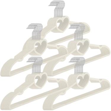Imagem de Qunclay 50 cabides fofos de coração com gancho giratório de 360 graus, cabide de casaco, fofo, kawaii, decoração de quarto para mulheres adultas, jaquetas, calças, camisas, terno, vestido (branco
