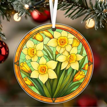 Imagem de Enfeite de acrílico de flor do mês de nascimento de março - Apanhador solar de narciso do vale de março - flores para pendurar na janela - presente de aniversário para melhores amigos - mãe - Ela