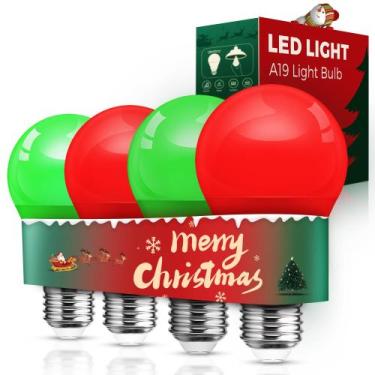 Imagem de Lâmpadas L LOHAS LED A19 9W 720LM E26 vermelhas e verdes, pacote com 4