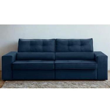 Imagem de Sofá Retrátil e Reclinável 2 lugares 1,70m com Molas Milão Suede Azul 