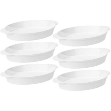 Imagem de Conjunto 6 Travessas Tigela Oval Branca 800ml Plástico Coza Uno Servir