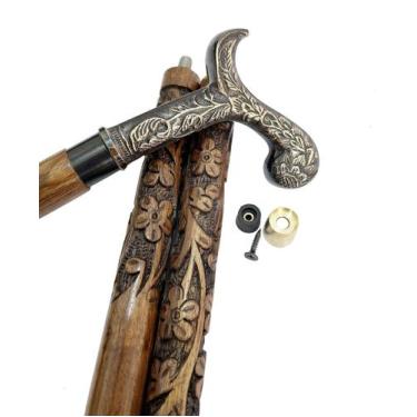 Imagem de Bastão de caminhada Shaan Nautical, 3 partes, alça de latão, 91 cm