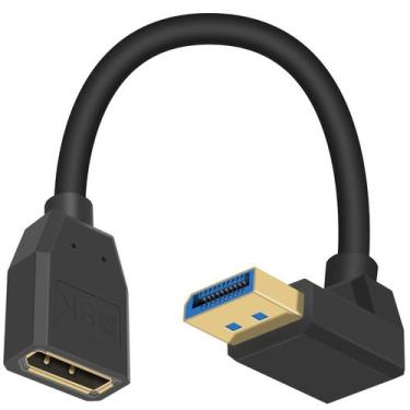 Imagem de Cabo DisplayPort 1.4, extensão Poyiccot 8K, ângulo descendente de 15 c