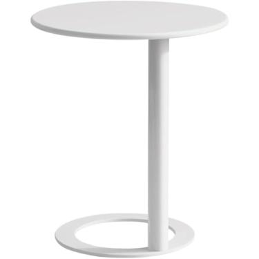 Imagem de Mesa Lateral Livig Room, Mesa Lateral Em Forma De C, Mesa De Cabeceira, Mesa Lateral De Sofá, Mesa De Café Roud, Com Mesa De Sofá De Estrutura De Metal, Escri, White Gloss, 48 * 74cm