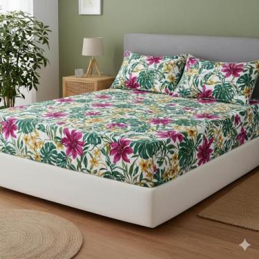 Imagem de Jogo de Lençol Casal Padrão 3 pçs Micropercal 400 Fios Estampas Sortid