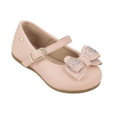 Imagem de Sapato Infantil Pampili Angel Laço Duplo Strass Rosa Nude-Feminino