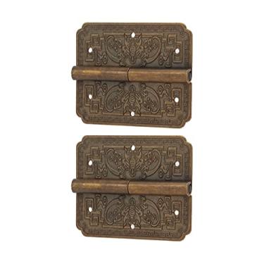 Imagem de ZJchao Dobradiças de Latão, 6 * 5 Cm 2 Conjuntos de Elementos Decorativos Vintage Dobradiças de Porta de Armário de Móveis de Bronze de Porta de Latão Antigas de Com Espessura de Eixo de 0,3 pol.