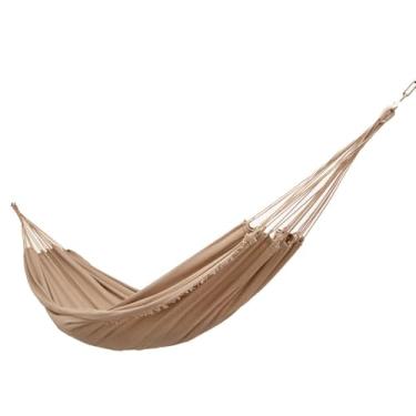 Imagem de Rede de Descanso Casal em Algodão 3,90m x 1,40m – Rede de Dormir para Varanda, Jardim e Camping(Areia)