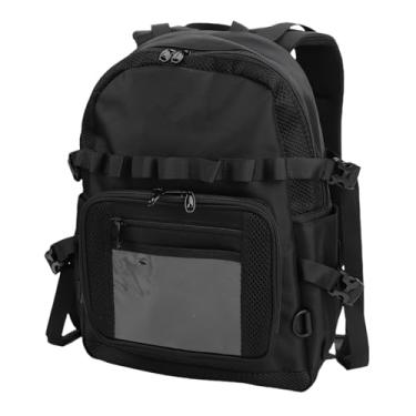 Imagem de Jiawu Mochila de ferramentas resistente para homens, organizador de ferramentas resistente em tecido Oxford 1680D à prova d'água com alças de ombro e vários bolsos,para eletricistas