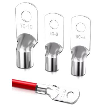 Imagem de Terminais de cobre de grau marítimo, conectores de cabo de prensa a frio quadrados resistentes 10/16/25/35/70-8, terminais de cobre estanhado para conector de fio de barco (JG-25-12 (20 peças))