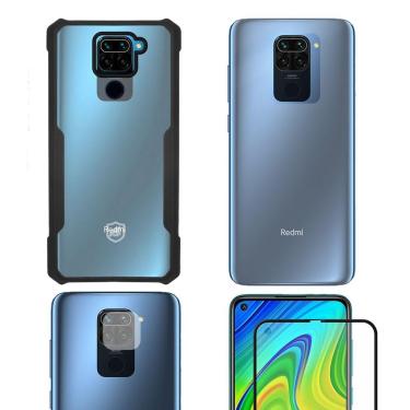 Imagem de Película Defender Glass + Câmera + Nano Traseira + Capa Dual Shock X Para Redmi Note 9 - Gshield