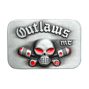 Imagem de Motocicleta vintage Belt Buckle Outlaws Skull and Piston - Yiweisai