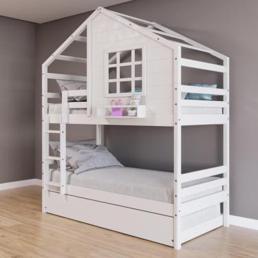 Imagem de Treliche Casinha Com Janela Madeira Maciça Branco Housin