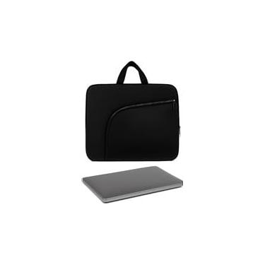 Imagem de Capa para Notebook 15.6 Polegadas, Preta com Alça e Bolso, Material em Poliéster, 40x30x4 cm, 2 Zíperes, para Transporte de Laptop.