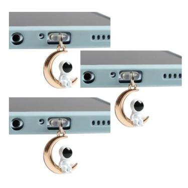 Imagem de 3 peças ouro bonito astronauta plugue poeira charme bonito porta de carregamento antipoeira plugue tipo USB CPlug para fone de ouvido plugue tampa Penda X5m2, acessórios