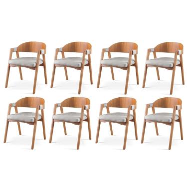 Imagem de Kit 8 Cadeiras para Sala de Jantar Luna Cinza/Cinamomo