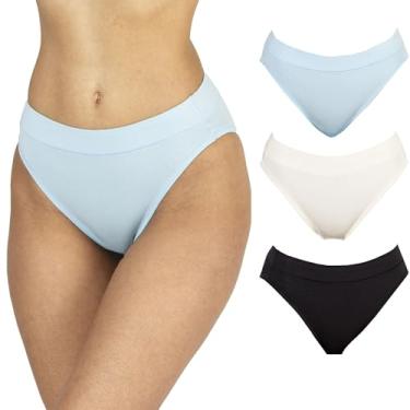 Imagem de sam organics Pacote com 3 calcinhas femininas de algodão orgânico, cintura alta, corte alto, Multicor, XG
