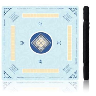 Imagem de Idocolors Mahjong Mat with Rules, Non-Slip Noise Reduction Gaming Mat 31.5" x 31.5" for Mahjong/Poker/Board Games/Card Games/Dominoes, Table Mat Mahjong Accessories Gifts with Travel Bag (Light Blue)