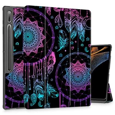 Imagem de Tuiklol Capa de tablet para Samsung Tab S10 Ultra (versão 2024) / Tab S9 Ultra 14,6 polegadas (versão 2023), suporte para lápis embutido, capa rígida com três dobras, suporte para despertar/hibernar,