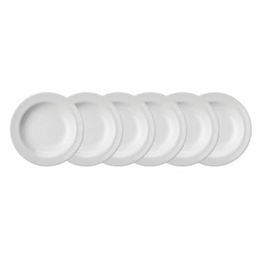 Imagem de Estojo com 6 Pratos Fundos. Modelo Redondo Voyage. Branca. Fabricado pela Porcelana Schmidt. A legítima porcelana desde 1945 Qualidade Beleza e resistência