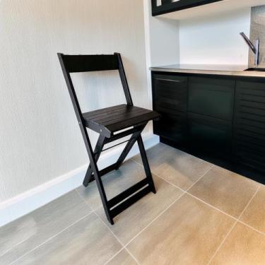 Imagem de Banqueta alta para bar em madeira Dobrável para Bistr Ismalu, Preto