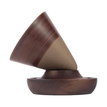 Imagem de MAICU Canecas de café (marrom) 200 ml xícara de chá de madeira criativa em forma de cone com base, design exclusivo feito à mão para casa, escritório, amantes de chá, ideia de presente