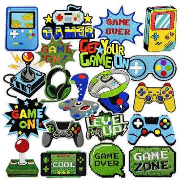 Imagem de 20 peças de adesivos vintage para videogame, meninos, crianças, homens, feriados, dia de jogo, costurar, aplique, acessórios decorativos bordados engraçados, faça você mesmo, remendo para roupas