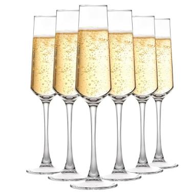 Imagem de Dylvan Conjunto de 6 peças elegantes de taças de champanhe de vidro de 200 ml para aniversários, casamentos, Natal, taças de champanhe transparentes, perfeitas para celebrações e brindes, taças de