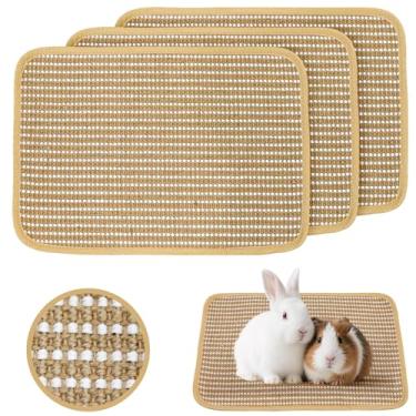 Imagem de KEPYDRMTF Almofada de arranhar coelho, almofada de sisal para coelho, porquinho-da-índia, gato, tapetes de descanso para gaiolas, tapete de grama forrageira, acessórios essenciais para ambientes