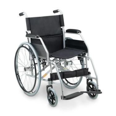 Imagem de Cadeira De Rodas Dellamed Dobrável Em Aço Até 120 Kg Cinza E Preto D10