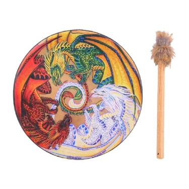 Imagem de menolana Tambor Xamânico com Baquetas para Jogos e Festivais para Adultos, Acessório Útil para Iniciantes e Música Espiritual. Portátil Ideal para Tocar Tambor, 3 Dragões
