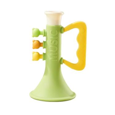 Imagem de MotiveTech Brinquedo de trompete para crianças, soprador, viagem, festa, barulho, feriados, meninos, meninas, som claro, música, brinquedo de desenho animado, Verde