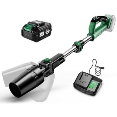 Imagem de K I M O. Soprador de folhas sem fio com haste de extensão flexível, 2 unidades de sopradores de folhas operados por bateria para cuidados com o gramado