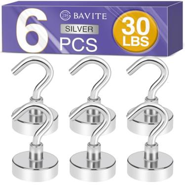Imagem de E BAVITE Ganchos magnéticos de 11 kg para cruzeiro, churrasqueira, toalha, pendurar em ambientes internos, cozinha, local de trabalho, escritório e garagem Mikede - pacote com 6