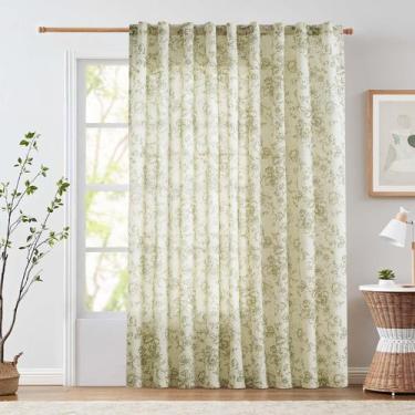 Imagem de Cortina jinchan com estampa floral de linho 213x213cm para sala de est