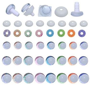 Imagem de ARTCXC 96 peças 18-25 mm 3D 8 cores olhos brancos de segurança com arruelas para crochê lua, olhos de segurança para amigurumi, olhos de crochê para animais de pelúcia, fantoches, animais, etc