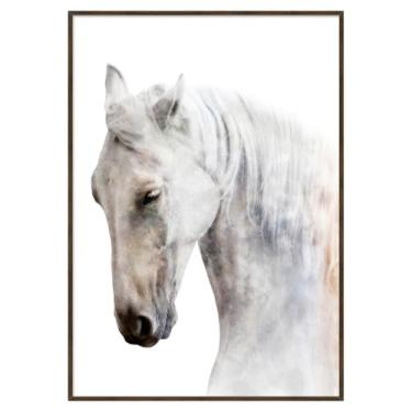 Imagem de Quadro Decorary Cavalo Branco 77x57cm com Vidro e Moldura (Beleza Indomável2, Mel, 77.0, centímetros, 57.0, centímetros)